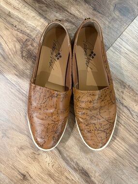 Heritage Brown Map-Print Slip-On Flats